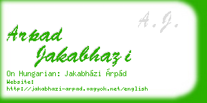 arpad jakabhazi business card